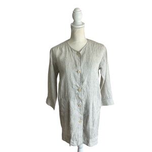 Eileen Fisher 100% Organic Linen Slub Stripe Coat